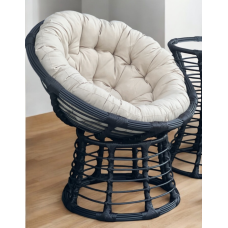 Крісло PAPASAN-SMALL з металевим каркасом, плетінням зі штучного ротангу та подушкою