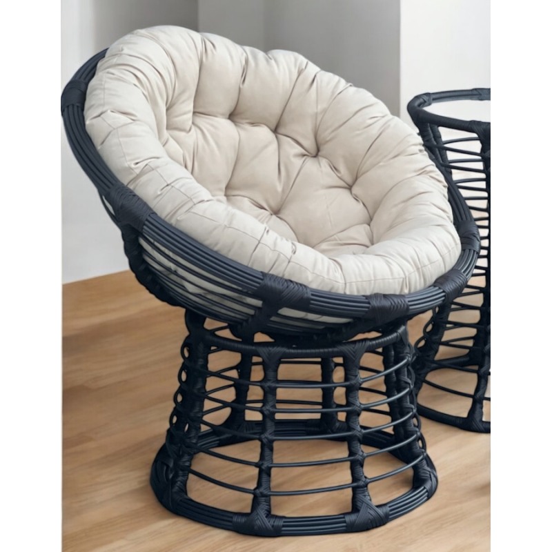 Крісло PAPASAN-SMALL з металевим каркасом, плетінням зі штучного ротангу та подушкою